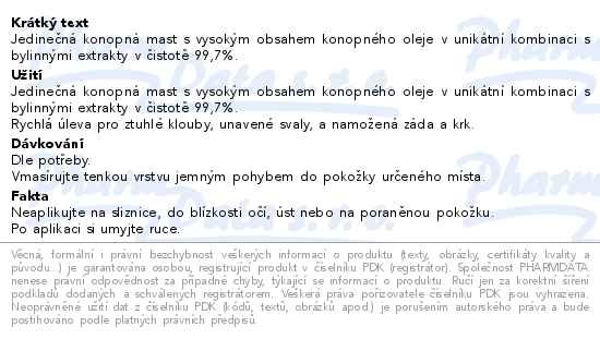 Příbalový leták - Cemio Kamzíkova konopná mast hřejivá 200ml dárek