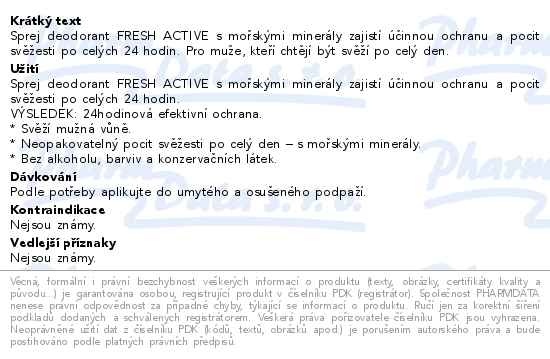 Příbalový leták - NIVEA MEN Sprej deodorant pro muže Fresh Active 150ml