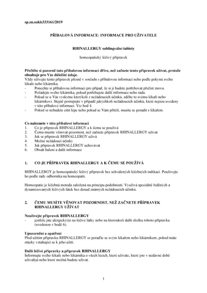 Příbalový leták (SUKL) - Rhinallergy tbl.slg.60
