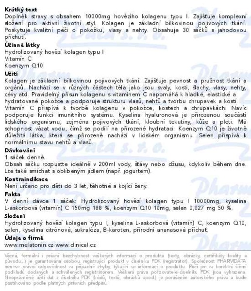 Příbalový leták - Clinical Collagen 10 000 mg + vitami C + selen a koenzym Q10 30x10.7g