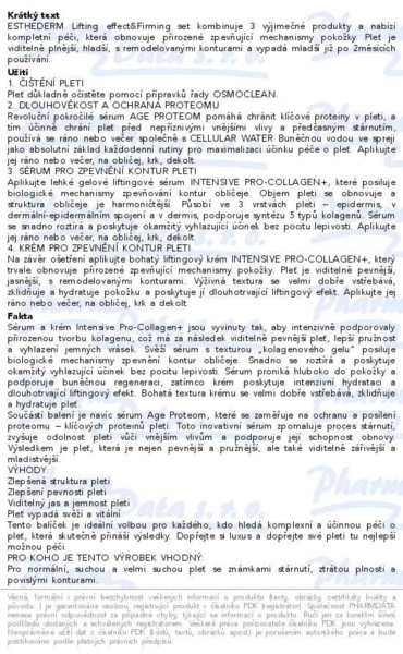 Příbalový leták - ESTHEDERM Pro-Collagen+ kosmetický set