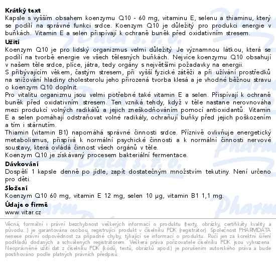 Příbalový leták - Vitar Koenzym Q10 60mg+Se+vit.E+thiamin cps.60