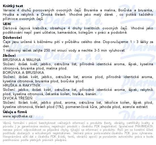 Příbalový leták - Apotheke Děkuji dárková čajová kolekce 20sáčků