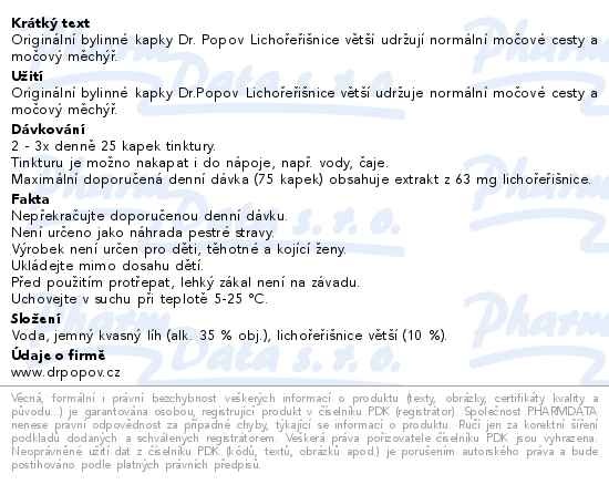 Příbalový leták - Dr.Popov Kapky bylinné Lichořeřišnice větší 50ml