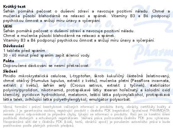 Příbalový leták - Tryptospan s melatoninem tbl.50+10