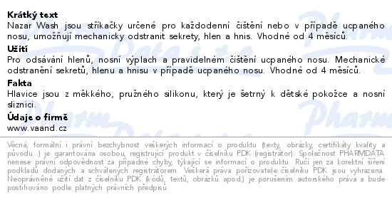 Příbalový leták - NAZAR Wash Stříkačky na výplach nosu 10 ml 2 ks