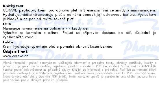 Příbalový leták - CeraVe Obnovující peptidový krém 48ml