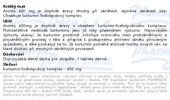 Příbalový leták - Aronta 600mg 30 tablet