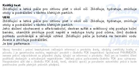 Příbalový leták - AVENE Zklidňující péče o okolí očí 15ml