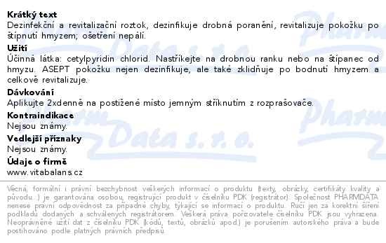 Příbalový leták - ASEPT sprej 100ml