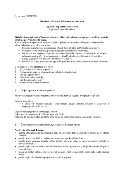 Příbalový leták (SUKL) - Lopacut 2mg 10 potahovaných tablet