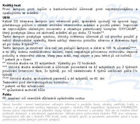 Příbalový leták - DUCRAY Kelual DS INTENS.Pečuj.šamp.proti lup.100ml