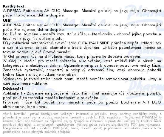 Příbalový leták - A-DERMA Epitheliale AH DUO Massage gel/olej 40ml
