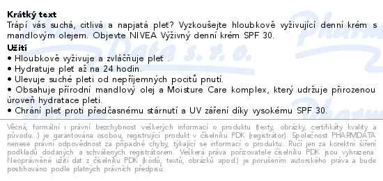Příbalový leták - NIVEA výživný denní krém SPF30 50ml