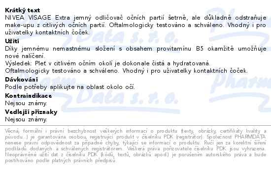Příbalový leták - NIVEA Jemný odličovač očí 125ml