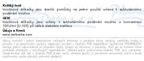 Příbalový leták - Embecta Micro-Fine U-100 inz.střík.8mm 0.5ml 100ks