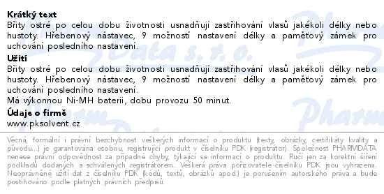 Příbalový leták - Braun Series 5 zastřihovač vlasů