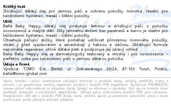 Příbalový leták - Happy sensitive zvláčňující olej 100ml