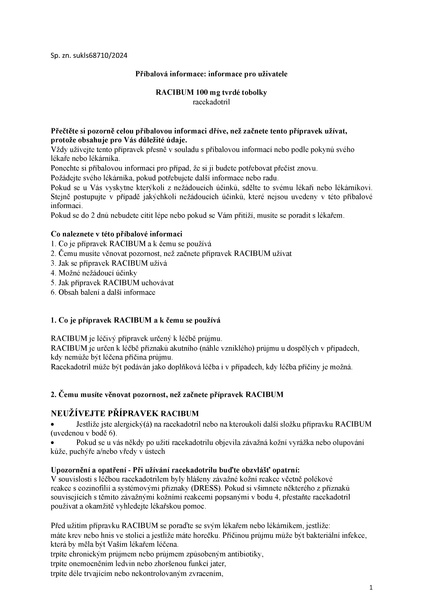 Příbalový leták (SUKL) - Racibum 100mg 10 tvrdých tobolek