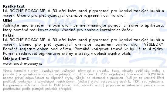 Příbalový leták - LA ROCHE-POSAY MELA B3 oční krém 15ml