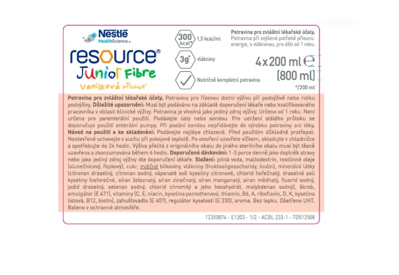 Příbalový leták (SUKL) - Resource Junior Fibre Vanilka por.sol.4x200ml