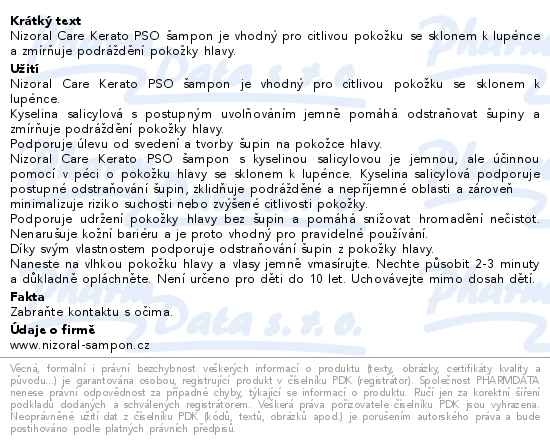 Příbalový leták - Nizoral Care Kerato PSO šampon 200ml