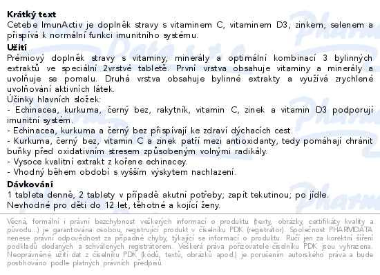 Příbalový leták - Cetebe ImunActiv HERBA +Bylinné extrakty 30 tablet