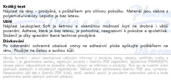Příbalový leták - Leukoplast Soft náplast citlivá 2 velikosti 20ks