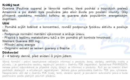 Příbalový leták - Walmark Guarana 800mg 90 tablet