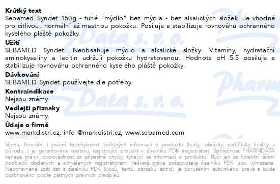 Příbalový leták - SEBAMED Syndet 150g
