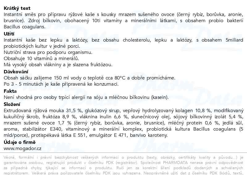 Příbalový leták - Nutrikaše probiotic protein a superfruits 3x60g