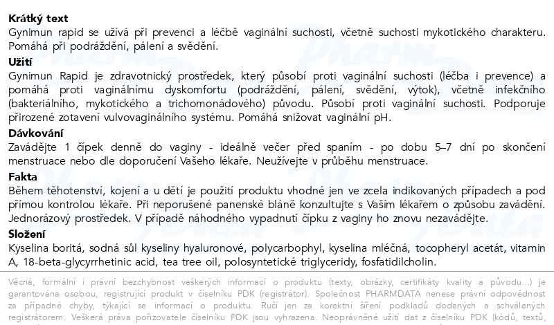 Příbalový leták - Gynimun Rapid 10 vaginálních čípků