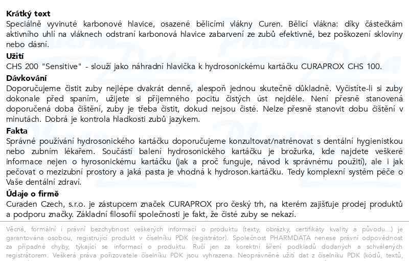 Příbalový leták - CURAPROX Hydrosonic Black is White hlavice 2ks