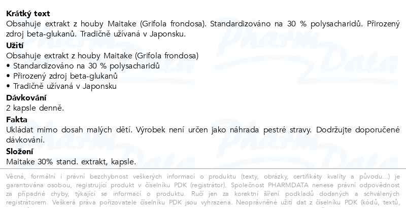 Příbalový leták - Maitake 30% extrakt 500mg cps.60