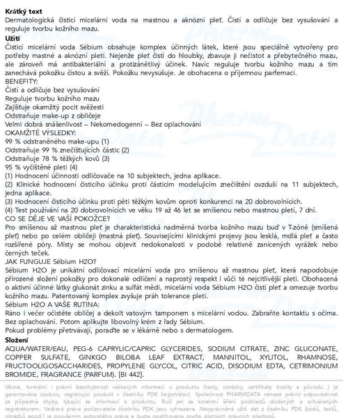 Příbalový leták - BIODERMA Sébium H2O 2x500ml 1+1 Festival