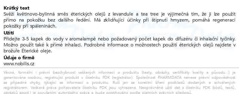Příbalový leták - Nobilis Tilia Směs éterických olejů SOS pro pokožku 10ml