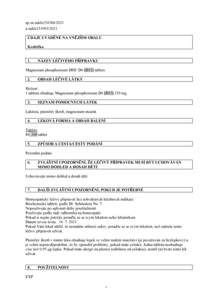 Příbalový leták (SUKL) - Magnesium phosphoricum DHU tbl.nob.200
