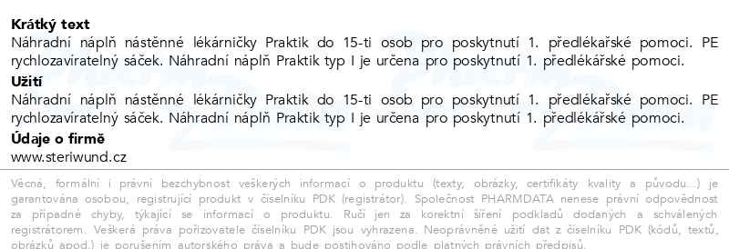 Příbalový leták - Lékárnička nástěnná náhradadní náplň do 15 osob Steriwund