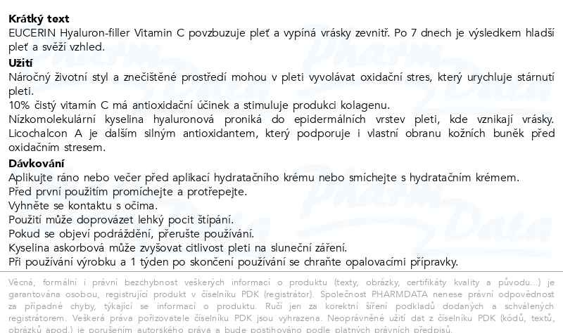 Příbalový leták - EUCERIN HYALURON-FILLER Vitamin C Booster 3x8ml