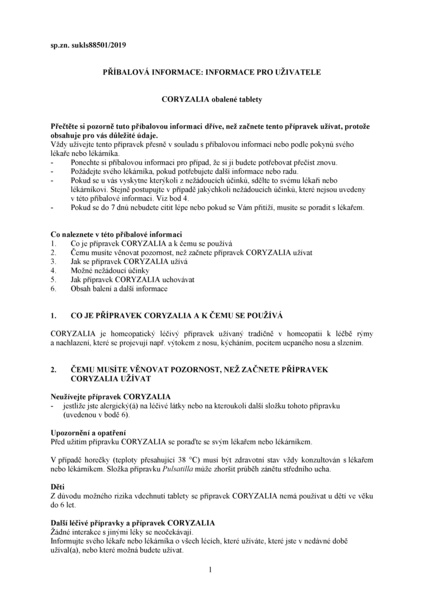 Příbalový leták (SUKL) - Coryzalia tbl.obd.40