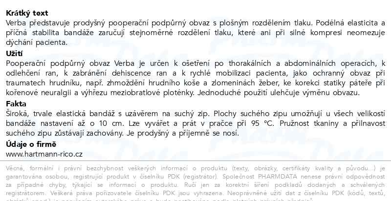 Příbalový leták - VERBA břišní pás podpůrný vel.3/1ks 85-95cm