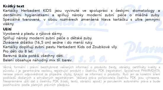 Příbalový leták - HERBADENT KIDS zubní kartáček do 8 let 3ks