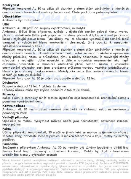 Příbalový leták - Ambroxol AL 30 tbl.20x30mg