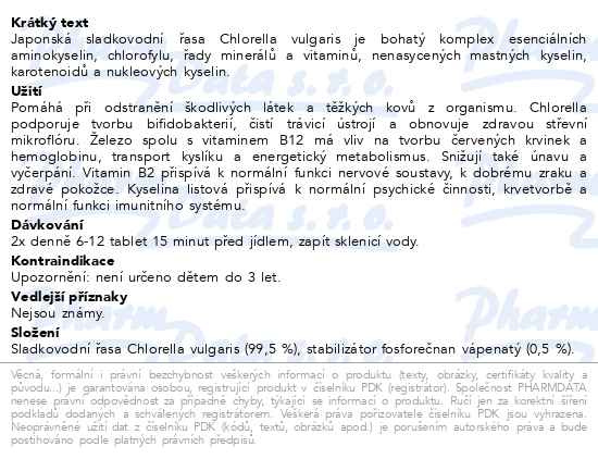 Příbalový leták - Chlorella Japan tbl.750