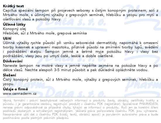 Příbalový leták - Cannaderm Capillus seborea šampon 150ml