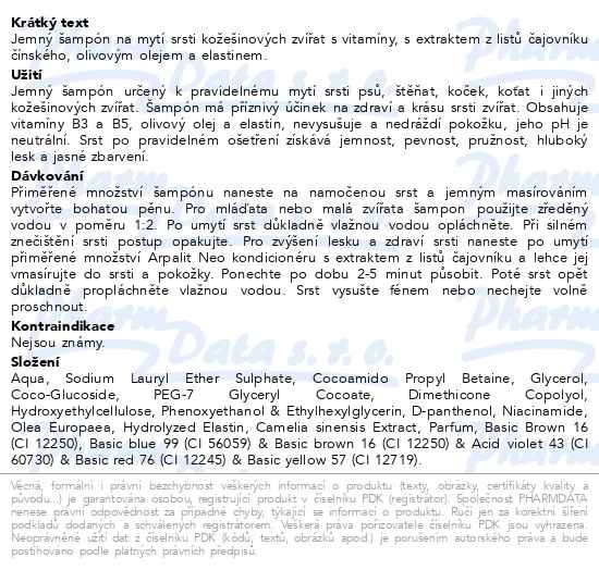Příbalový leták - Arpalit NEO šampon s extraktem z TTO 250 ml
