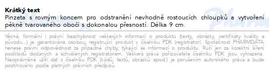 Příbalový leták - Pinzeta kosmetická rovná 90mm SI-016