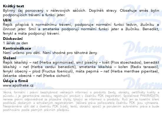 Příbalový leták - Apotheke Jaterní čaj 20x1.5g