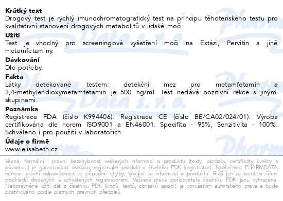 Příbalový leták - Drogový test MET Instant-View 1 ks
