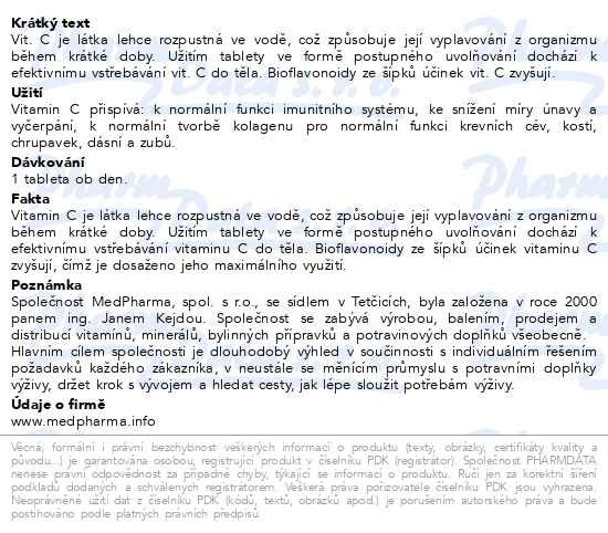 Příbalový leták - MedPharma Vitamín C 1000mg s šípky tbl.107 prod.úč